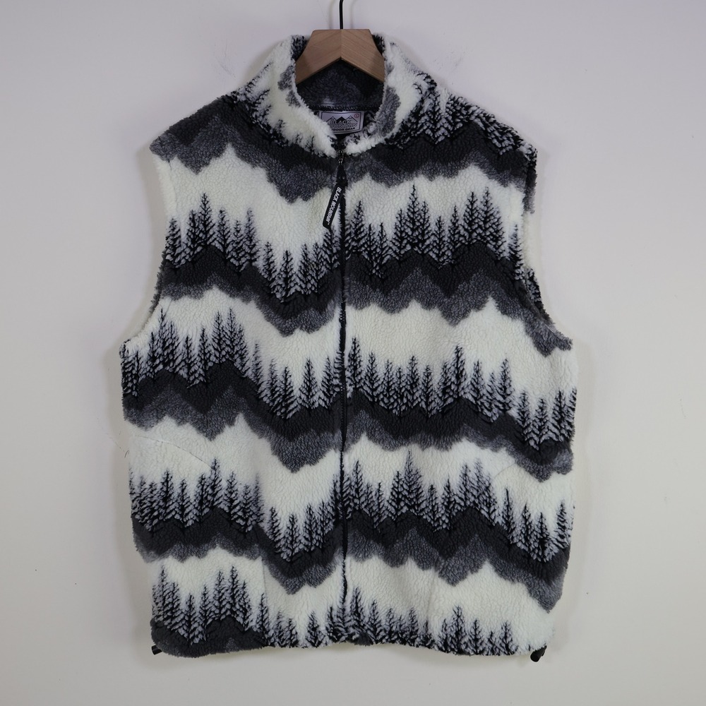 Vintage Black Mountain Outdoor Gear Pine‎ Tree Fleece Vest Large White Black